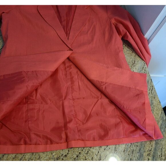 Linen Blend Blazer Women Sz 10 Lined blazer Pink 1 button Adolfo Studio - Picture 6 of 14